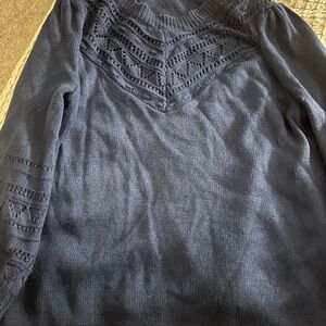 SHEIN Navy Cowl Neck Sweater with Lace Accents